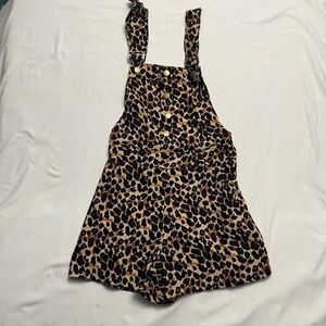 Leopard Print Overall Romper Shortalls Petite XS-S